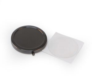 18413-5贴面.2 (1) Black Blank Metal Round Compact Pocket Mirror comes with epoxy stickers