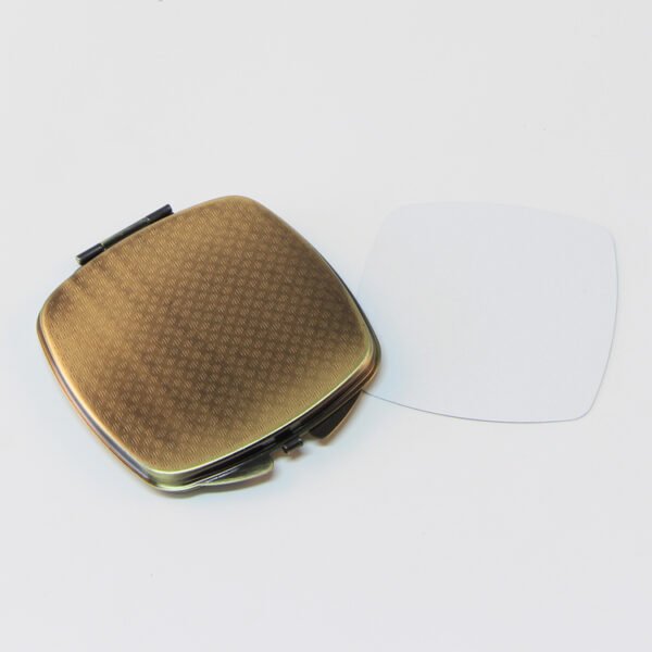 Wholesale 500x sublimation Curved Square compact mirror- Brass Color