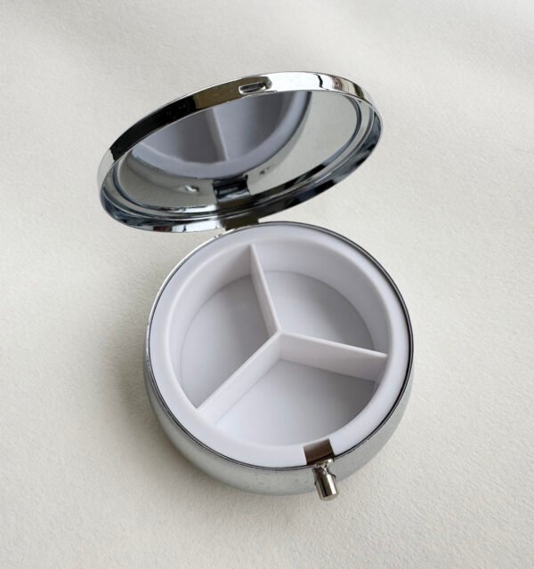 Custom Metal Pill Box Case-50 mm Dia Big Size 3 Compartment Pill Organizer